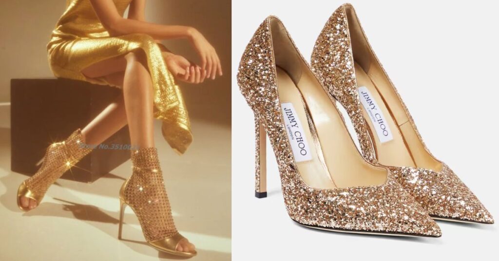 Gold shoes: Luxurious touch