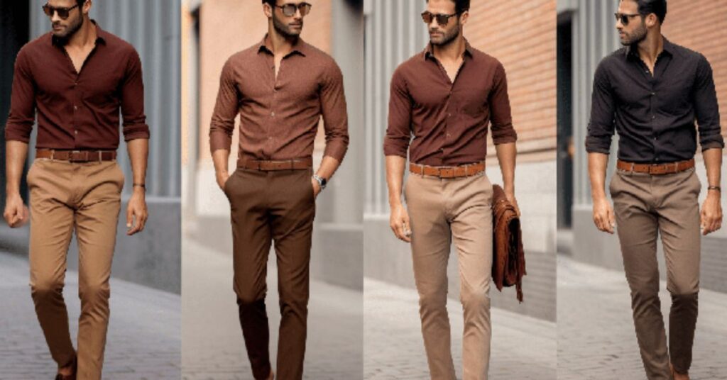 what to wear with dark brown pants male casual