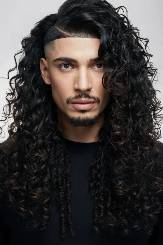 Long Curly Hair Low Taper Fade